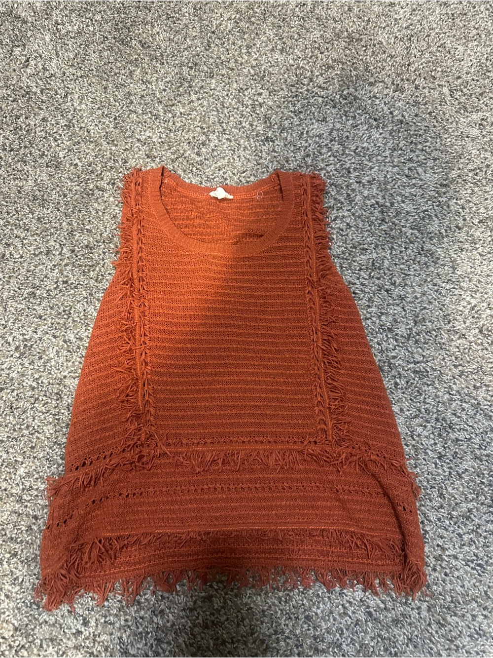 Hem & Thread Burnt Orange Crochet Fringe Tunic